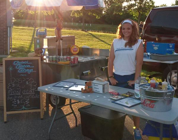 Mesa Marks working the hot dog stand